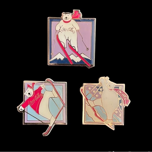 Vintage Olympic Coca Cola Bear Pins 1994 Lillehammer Olympics - Picture 1 of 5